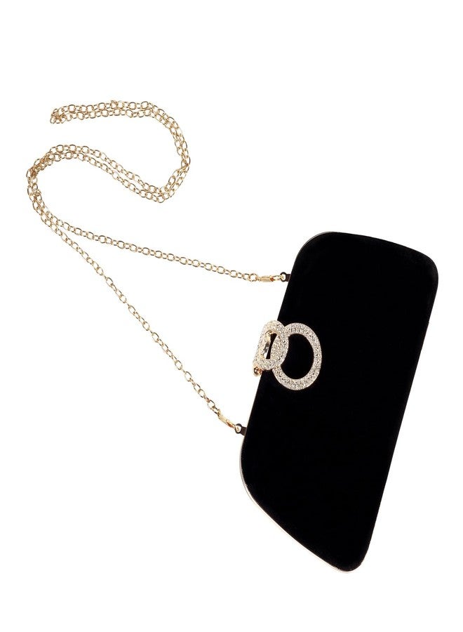 Feelon حقائب يد صغيرة من فيلون للنساء، حقيبة سهرة بسلسلة كتف قابلة للفصل لحفلات الزفاف والمناسبات المسائية (أسود) - Image 3